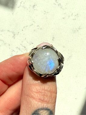 vintage sterling silver moonstone ring sz 6.5 6.75